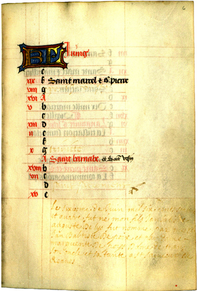 Leighton Hours, calendar, with added inscription