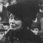 Emmeline Pankhurst speaking to a Wall Street crowd.  Bryn Mawr College Library